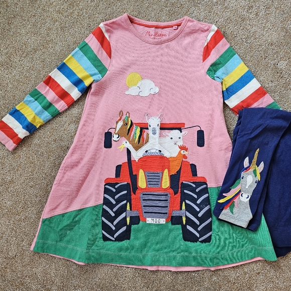 Mini Boden horse/farm tunic top + leggings pants 6-7 - Picture 10 of 11